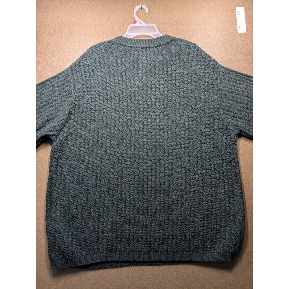 Bill Blass Menswear Henley Sweater XL Green Textured Cotton Blend Knit USA Made - Picture 5 of 8
